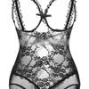 European & American Lace Open Crotch See-Through Sexy Lingerie Bodysuit for Women