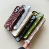 Luxury Wave Satin Ruffle Pattern Phone Case For iPhone 11 12 13 14 15 16 Pro Max Plus Glitter Shockproof Solid Color Cover