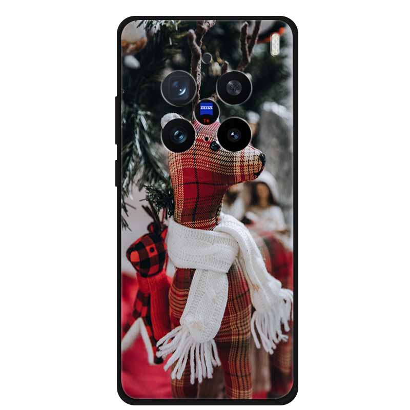Christmas Cover For Vivo X200 Pro 6.78"Black Silicone Case For vivo X200 Pro mini 6.31" TPU Santa Claus ChristmasTree Back Cover