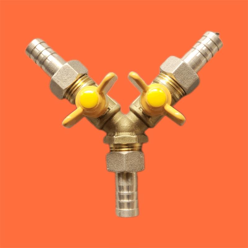 Brass Push-to-Connect Ball Valve Reducing Tee for Water Pipes (Sizes: 6/8/10/12/14/16mm)