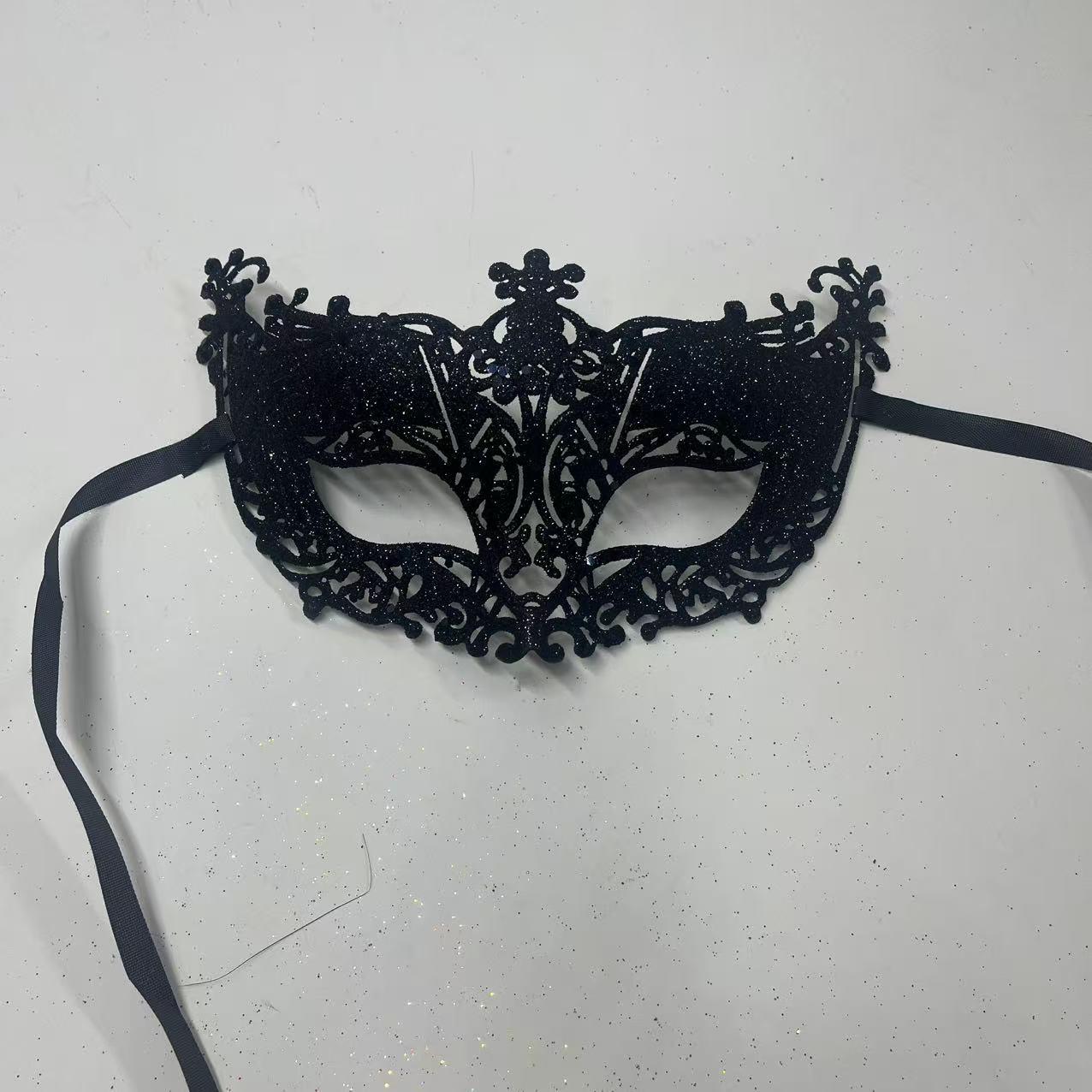 DIY Gold Powder Fox Half-Face Mask - High-End Halloween Masquerade Accessory One Size чёрный