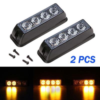 2x,12-24V 4 LED-Turuncu Amber Işık Lambası Kurtarma Yanıp Sönen Arıza Strobe Izgarası