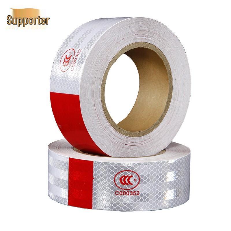 Supporter Red & White Lattice Reflective Truck Safety Tape