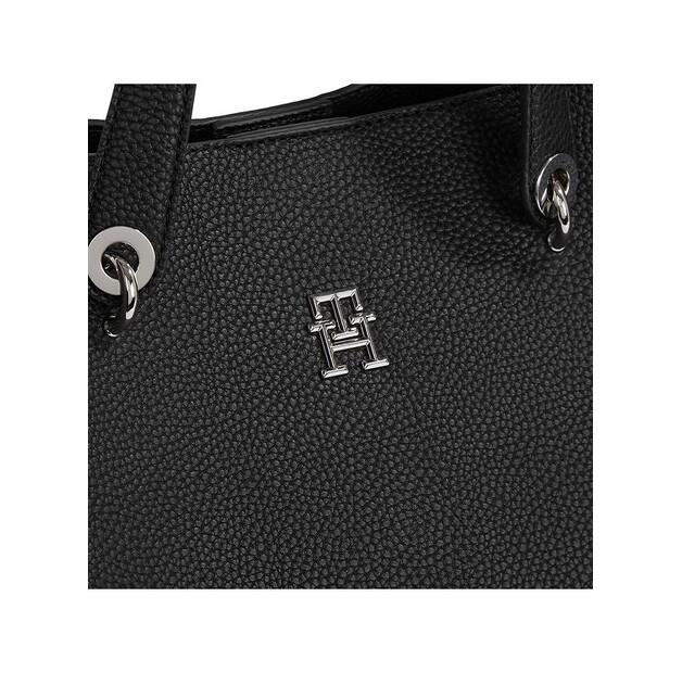 Geantă Tommy Hilfiger Tommy Hilfiger Th Emblem Satchel AW0AW15177 negru