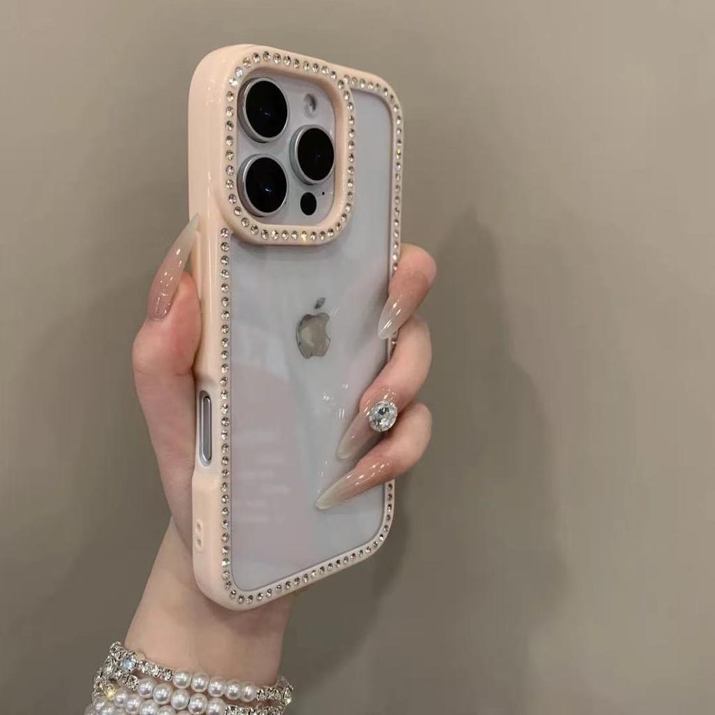Bling Rhinestone Diamond Transparent Case For iPhone 17 16 15 14 13 12 11 ProMax Shockproof Protection Bumper Hard Acrylic Cover