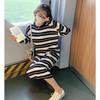 Early autumn new women's clothing high fashion retro age reduction loose and thin round neck striped knitted dress