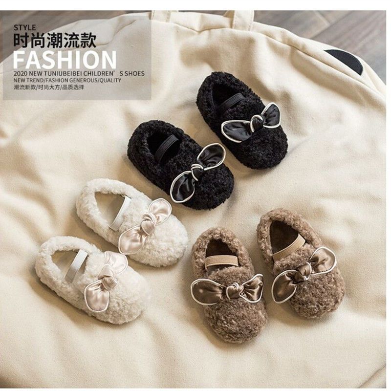 Baby Girl Shoes 2025 Winter Soft-soled Girls' Wool Shoes, Middle and Small Children's Cotton Shoes, Plush Baby Princess Toddler Shoes