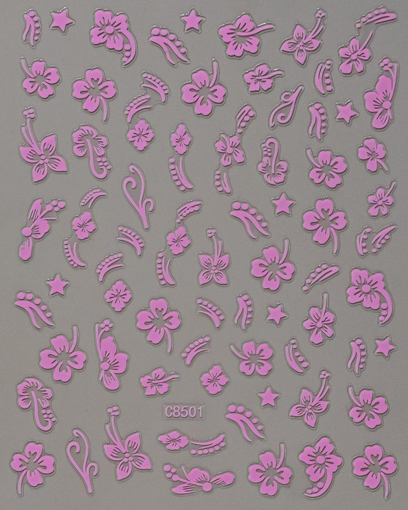 Fresh Little Hibiscus Flower Nail Art Sticker North American Style Hibiscus Small Flower Adhesive Nail Art Sticker Nail Decorative Sticker