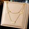 Gold Bow Charm Jewelry Set: Necklace and Bracelet with White Enamel Accents