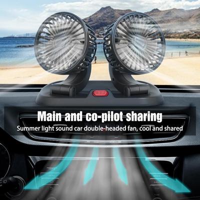Auto-Kühlventilator 360° Drehung Auto-Ventilator mit 2 Köpfen Automobil Elektrischer Ventilator USB für Zuhause Schreibtisch Büro & Auto-Innenzubehör B9Y5
