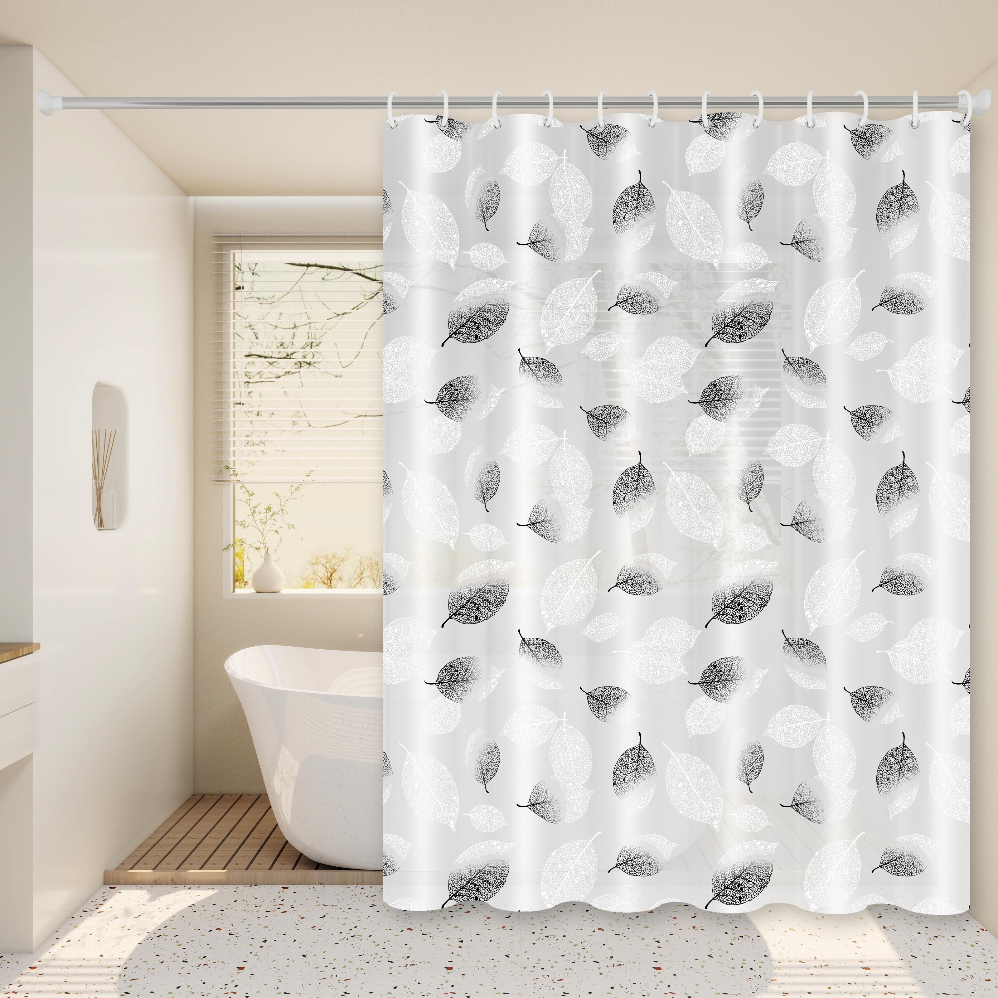 

Fresh Leaves Black And White Style Shower Curtain, Minimalist Nordic Bathroom Partition Curtain, Artistic Bathroom Space Decoration Curtain 120*180cm