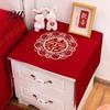 Satin Dust Cover for Furniture Chinese Wedding Nightstand Burgundy Bedside Table Dustproof Cloth Bedroom Decor