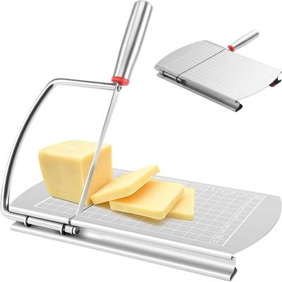 Cheese Slicer, Stainless Steel Cheese Cutter with Blade Suit for Block Cheese, Butter,Sausages,Ham- 8.7 * 8.7inch