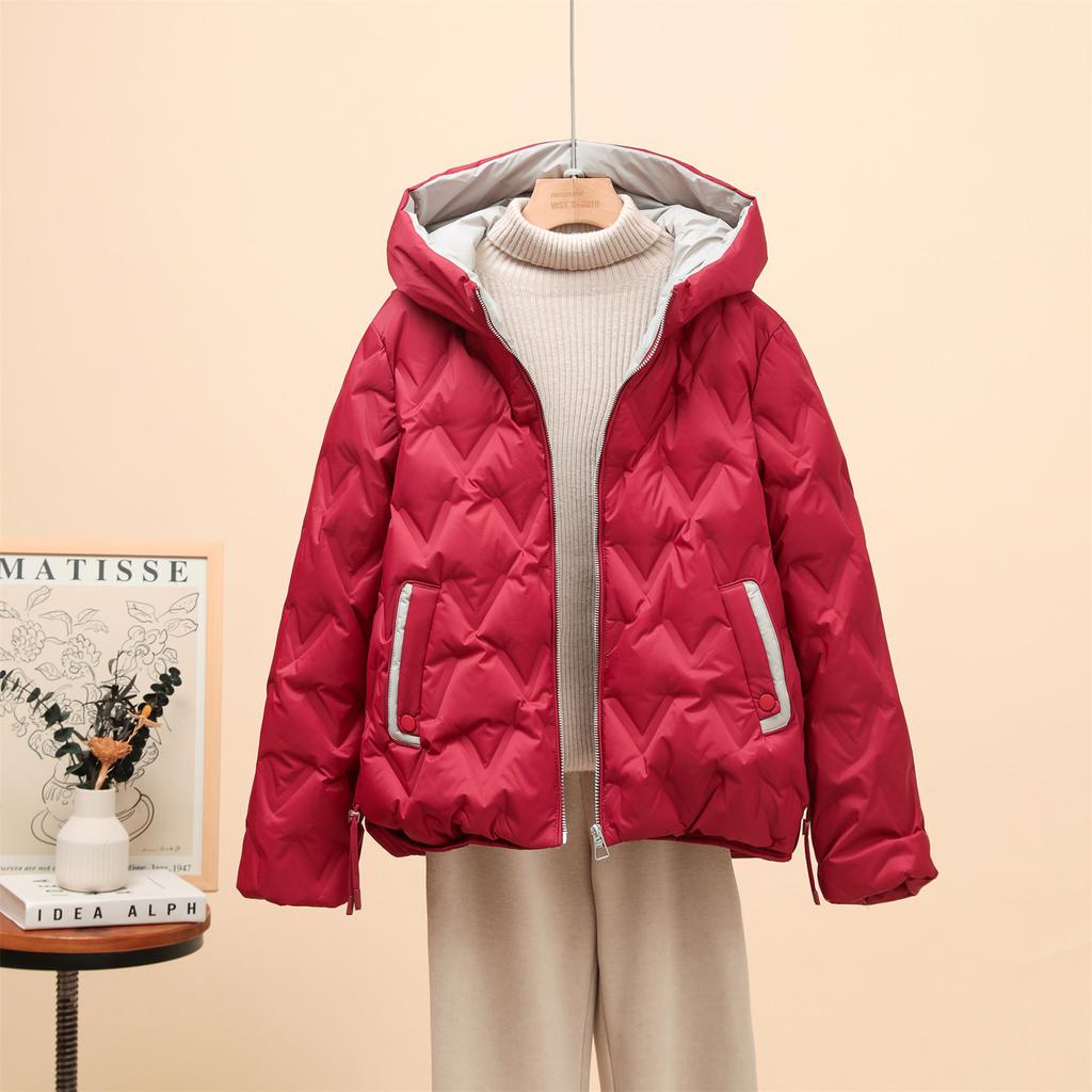 Thin literary down jacket women's short thin small winter new this year's popular coat with hat