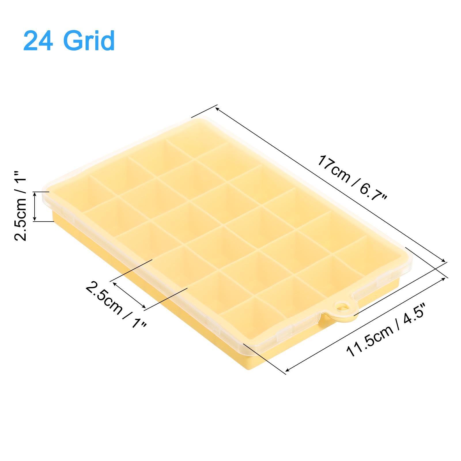 

2 Pack Silicone Ice Cube Tray with Lid for Freezer, Square Ice Cube Mould 24 Cube Per Tray for Cocktail, Chocolate, Juice жовтий