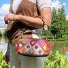 Fashion Leather Women'S Bags, Armpit Bags, Colorful Leather Plaid Bags, Splicing Mobile Phone Bags, Portable Messenger Bags