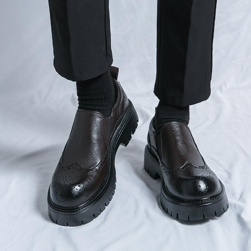 

Весенне-осенние кожаные туфли Брок мужские повседневные туфли деловые туфли-оксфорды из маленькой кожи туфли-лоферы на одном педальном приводе мужские 45 коричневый