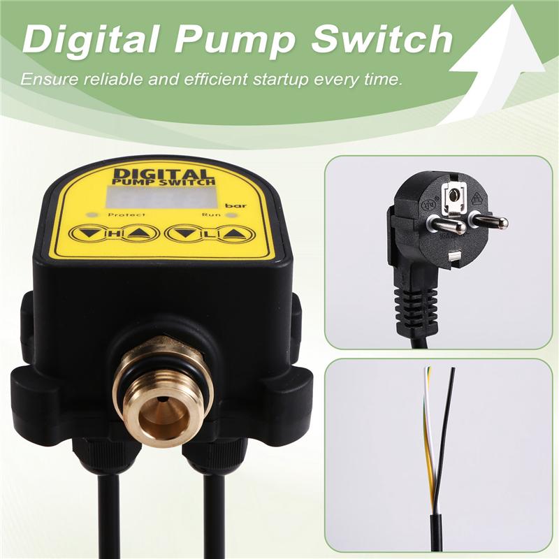 2025 Trend Pressure Controller Switch 0-10Bar 1/2In Interface Water Oil Compressor 220V Digital Automatic Water Pump On/OFF EU P