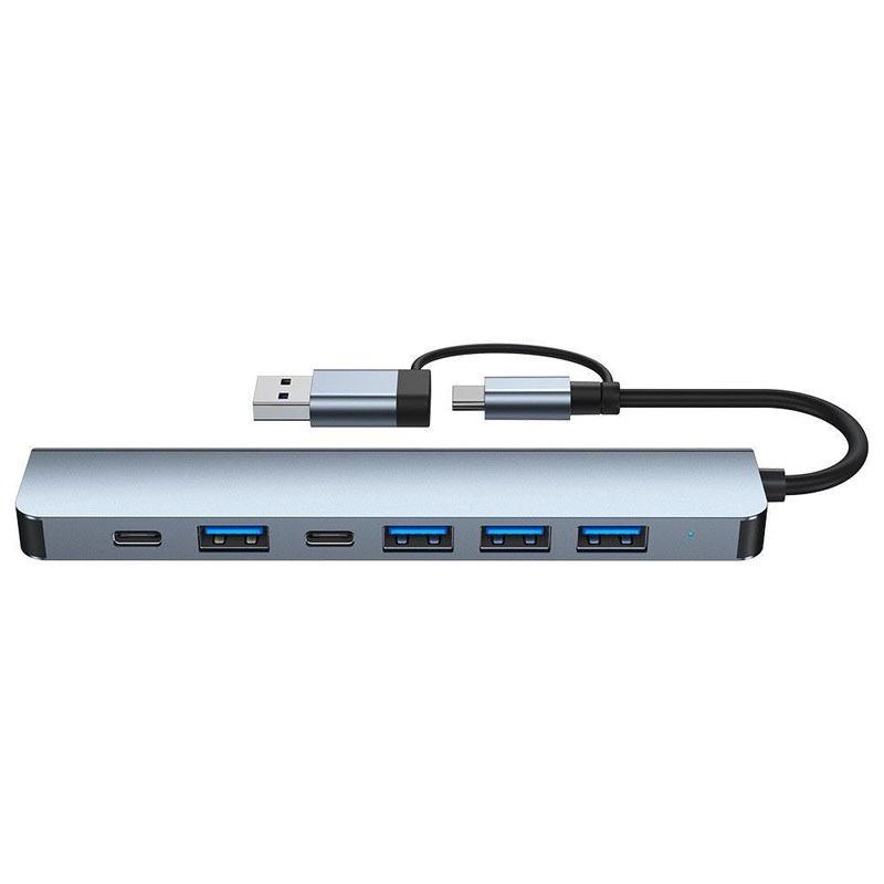 Dual-Head 7-in-1 USB 3.0 Multiport Type-C Hub Adapter