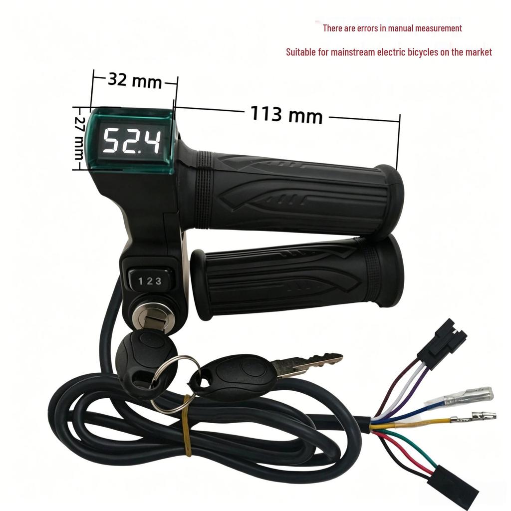 Large Handlebar Grip Lock with Screen & 3-Speed Voltage Display for Electric Vehicles