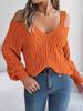Fashion Loose Off Shoulder V‑Neck Women's Sweater Knitted Autumn Hollow Top Long Sleeve Pullovers Solid Casual Knitwear Sweaters