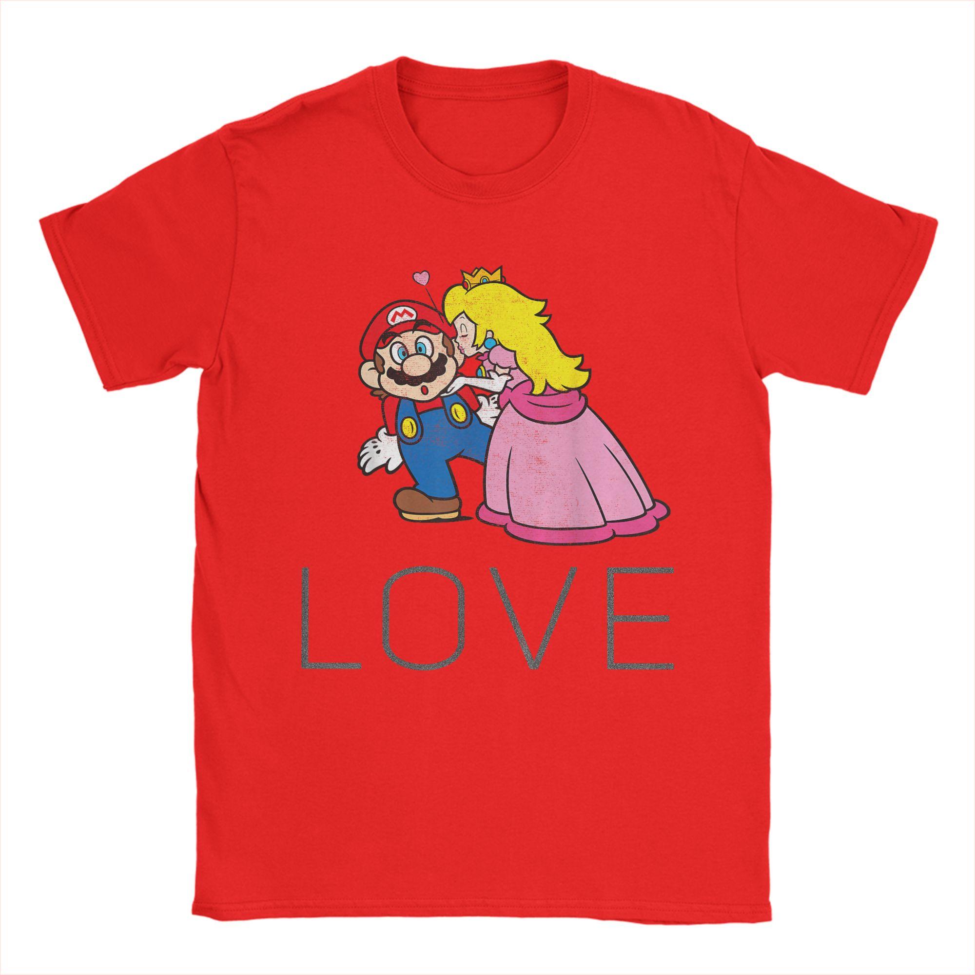 

Unisex Super Marios Princess Peach Kiss Love T Shirt Cotton Tops Vintage Short Sleeve Crewneck Tee Shirt Big Size TShirt S