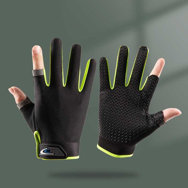 Summer Thin Non-Slip Anti-Stab Fishing Gloves with Exposed Two Fingers for Lure, Casting, Baiting, and Sea Fishing