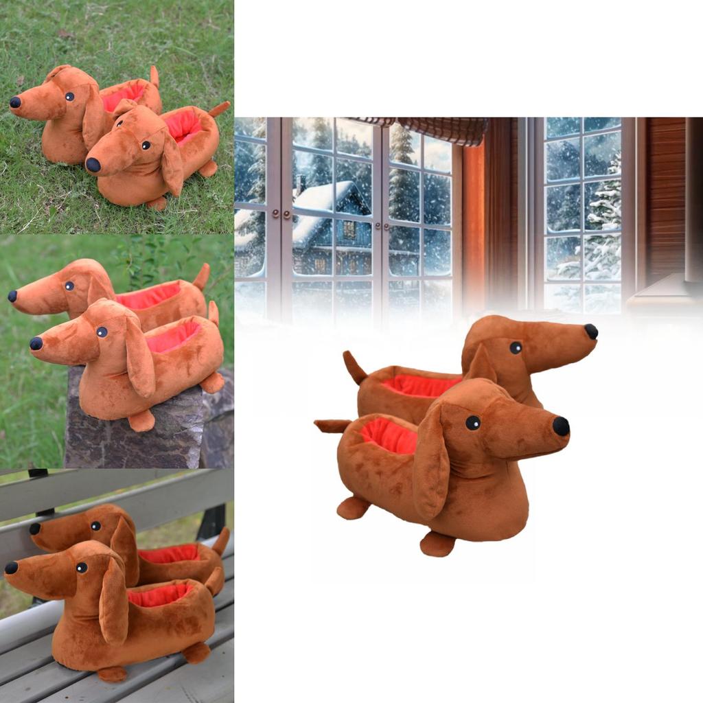 Adorable Dachshund Plush Slippers Cozy Cartoon Design For Comfortable Home Use
