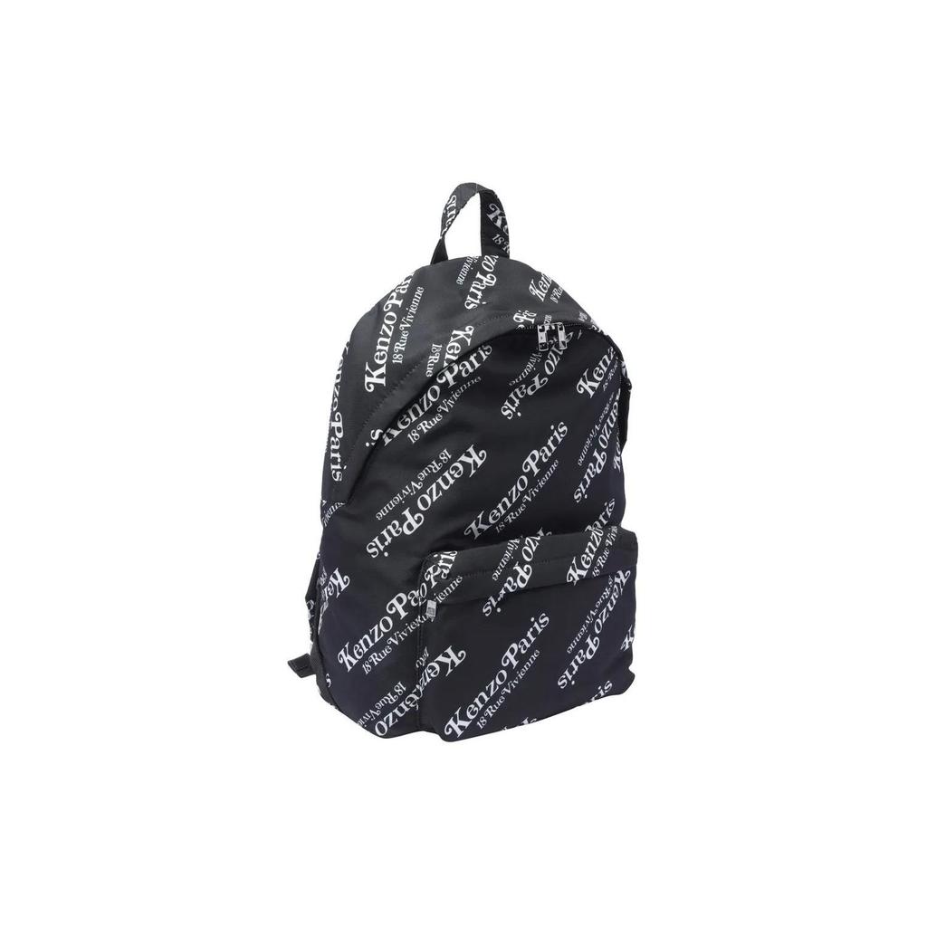 Kenzo Letter Print Zipper Backpack Men Backpacks Black FE55SA513F2399