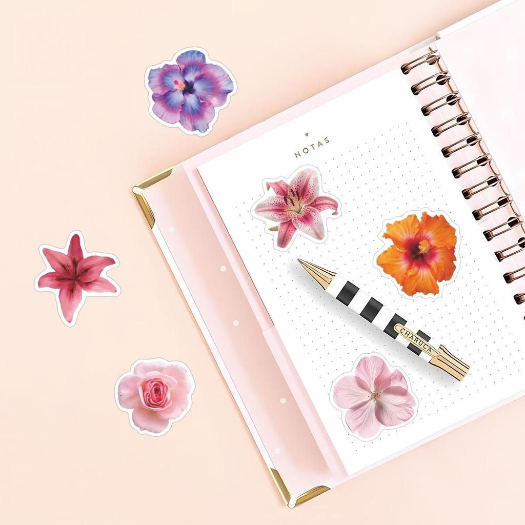 Watercolor Floral Waterproof Stickers: 50-Piece Set for Journals, Luggage & Phone Cases