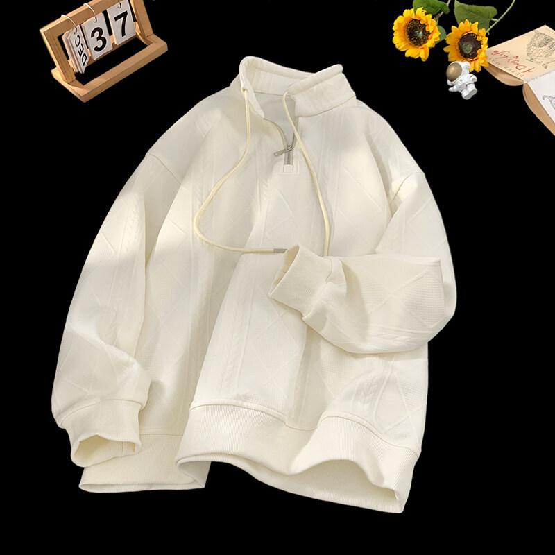 

Весенний американский дизайн, жаккардовый свитшот с лацканами и полумолнией, текстурный, свободного кроя, куртка для мужчин 5XL