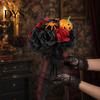 Black Rose Bouquet Wedding Bouquets for Bride And Bridesmaid, Gothic Artificial Halloween Bouquet, Flowers Blooms Fake Centerpiece, Party