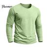 Einfaches Mode Unterhemd Herren Langarm T-Shirt, Baumwolle Leinen Rundhals Hemd, Einfarbige Bequeme Haus Loungewear Farbe Atmungsaktive Basisschicht