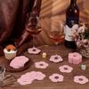 FINGERINSPIRE 150 Pcs Drink Name Tags for Wine Glasses Flower/Round Shape Pink Paper Wine Glass Marker Blank Wine Glass Charm Cocktail Champagne Tag