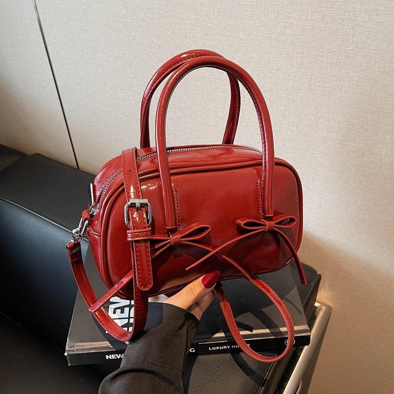 Bag 2025 new niche single bag women's bow simple casual bowling bag pillow bag hand bag