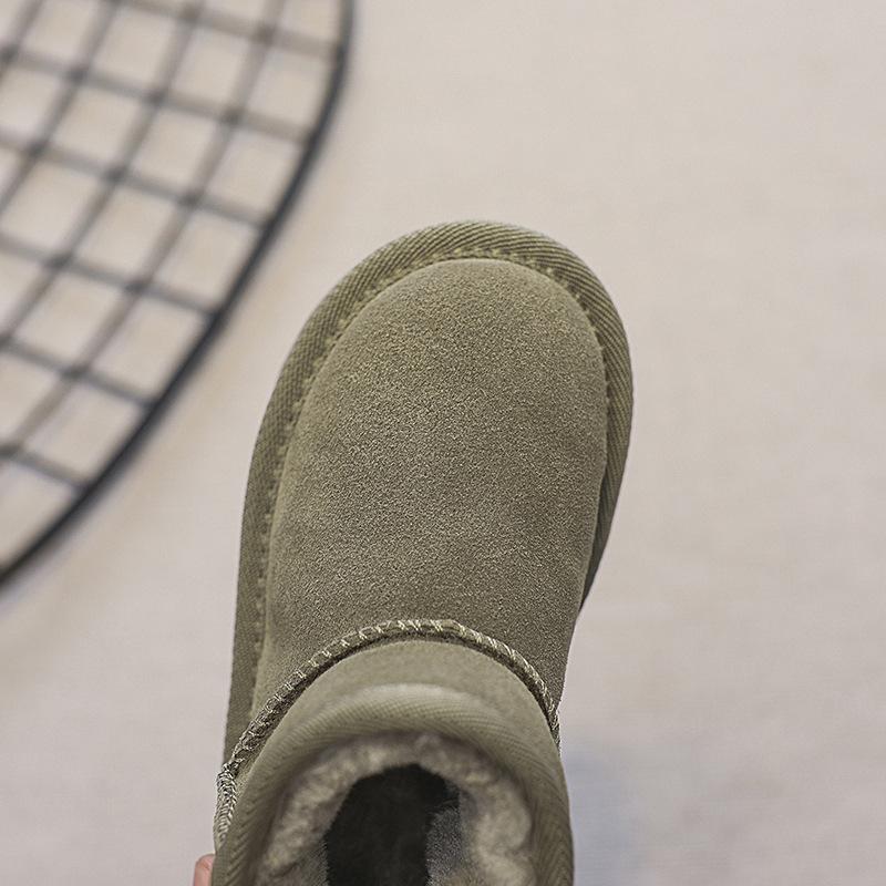 Children Cow Leather Snow Boots Baby Genuine Leather Soft Short Boots Boys Girls Warm Winter Cotton Shoes