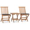 vidaXL 3-part. Garden Dining Set with Cushions Foldable Solid Wood Teak