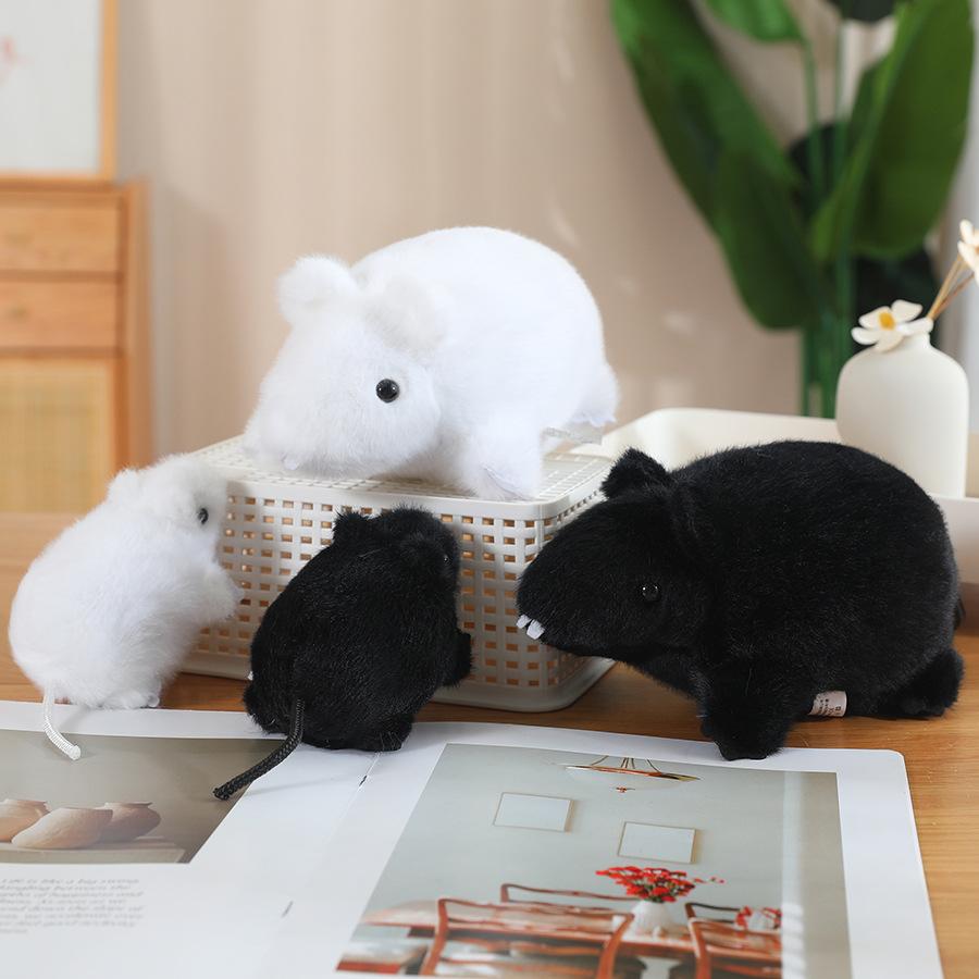 Simulation Mouse Plush Toy Cartoon White Mouse Rag Doll Year Of The Rat Mascot Gift