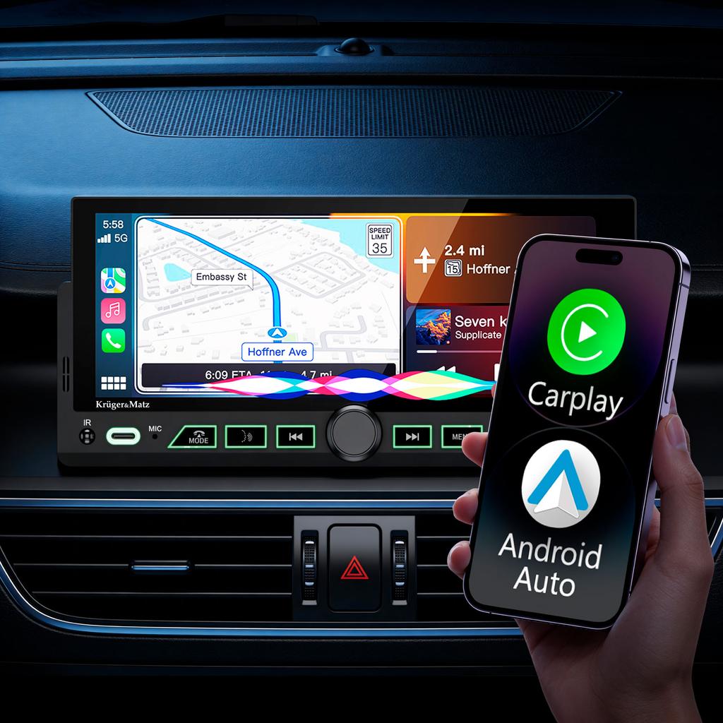 Kruger&Matz Km2016 Carplay/Androidauto 6.3” Car Radio 1Din