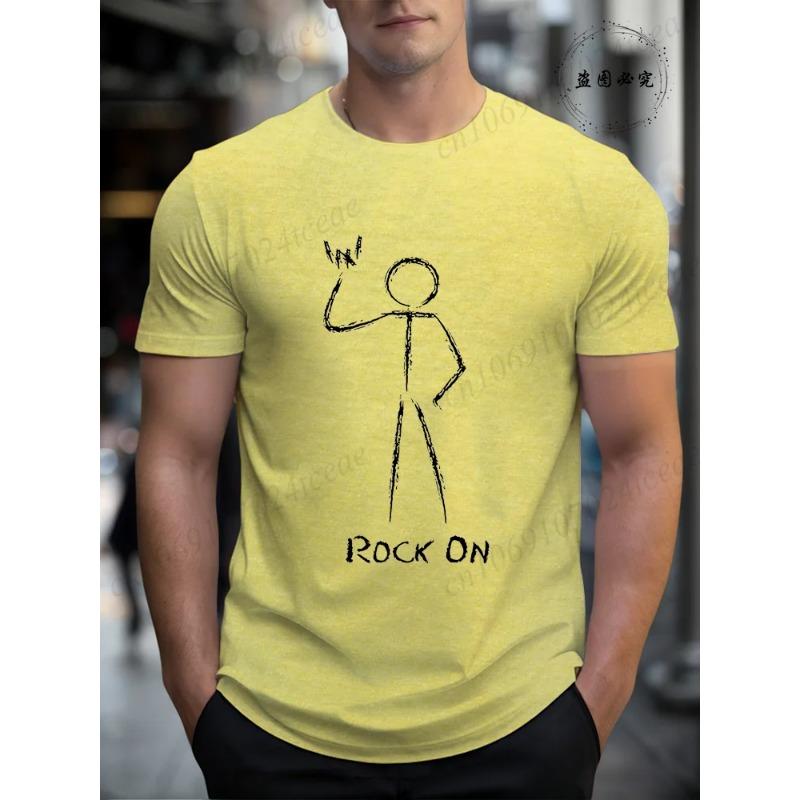 Cotton Rock On Printed Men's T-Shirt, Soft & Breathable O-Neck Short Sleeve Tee, Unisex Funny Style T-Shirts, Music Lover Tshirts