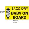 1step2dream Funny Baby on Board Bumper Sticker 2Pcs, Car Essentials | Back off Sign and Reflective See-Through When Driving in the Dark | 7 x 5