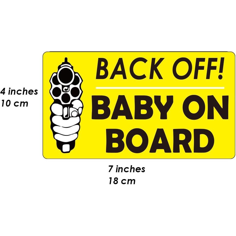 1step2dream Funny Baby on Board Bumper Sticker 2Pcs, Car Essentials | Back off Sign and Reflective See-Through When Driving in the Dark | 7 x 5