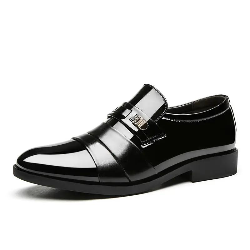 Fashion Black Dress Shoes Man Spring Autumn Social Shoe for Men Brown Pointed Toe Official 2024 Trend Italian Gentleman Low Price Party