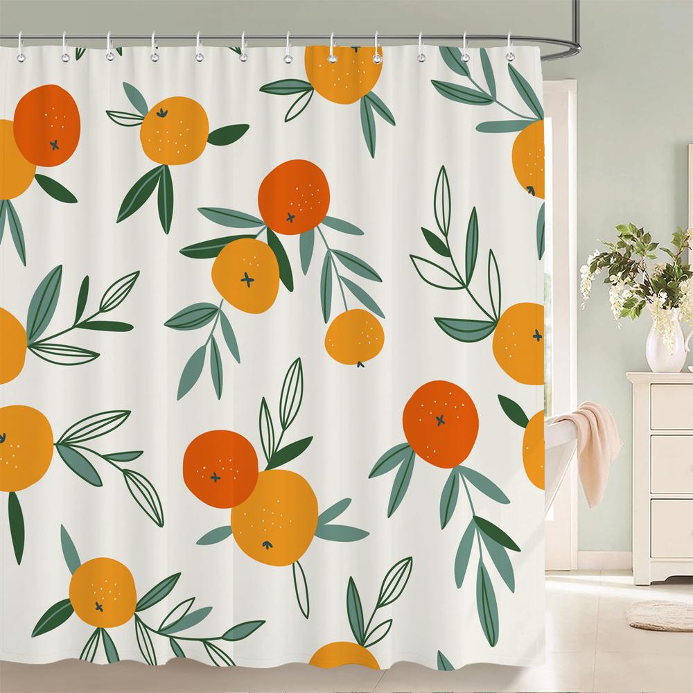 Frucht Duschvorhang Orange Banane Pfirsich Wassermelone Muster Niedliche Kinder Badezimmer Deko Polyester Stoff Wasserdicht Badevorhang