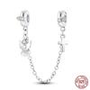 Real 925 Silver Stars & Moon Sunflower Safety Chains Spacer Beads Charms Fit Qikaola 925 Bracelets DIY Jewelry