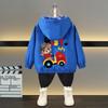 Spring and Autumn 1 2 3 4 5 6 Years Boys Coats Patchwork Cartoon Dinosaur Pattern Hooded Windbreaker Leisure Overcoat for Kids Birthday Present