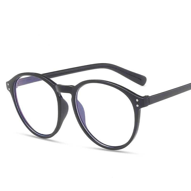 

Men s and women s retro rivet lightweight round frame anti blue light glasses suitable for casual wear чёрный
