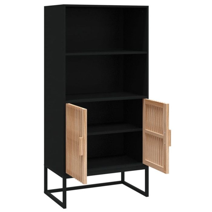 VidaXL Buffet haut noir 60x35x125 cm bois d'ingénierie, buffet, meuble de rangement, placard, armoire, meuble de salon, 352134