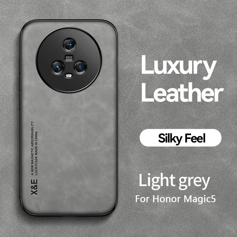 For Honor Magic 5 Pro Case Car Magnet Holder Leather Phone Cases For Magic5 5Pro 5G Shockproof Silicone Protection Back Cover