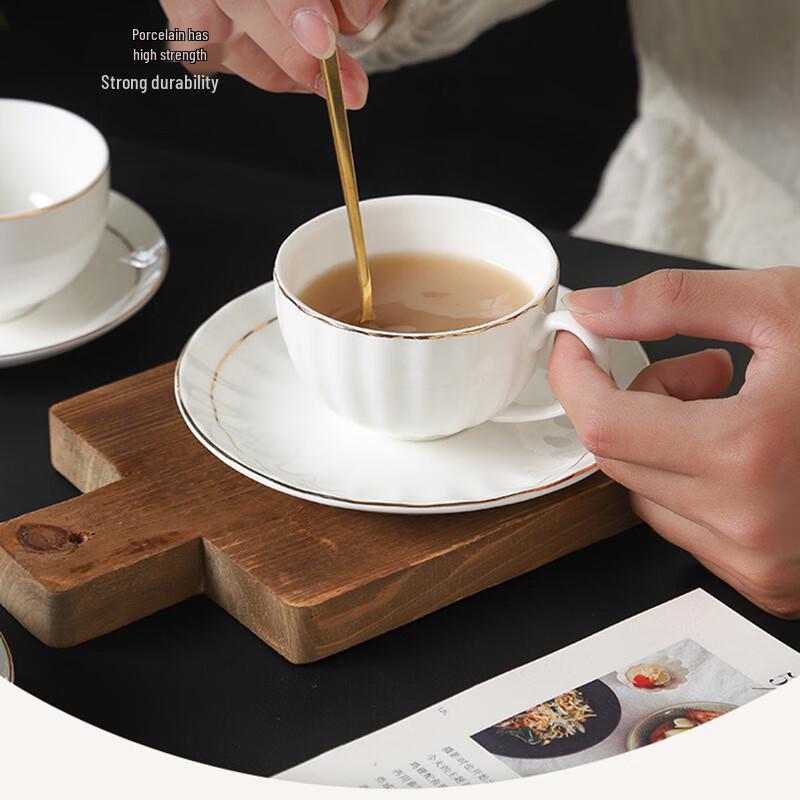 Elegant Bone China Gold Rim Coffee Cup & Saucer Set